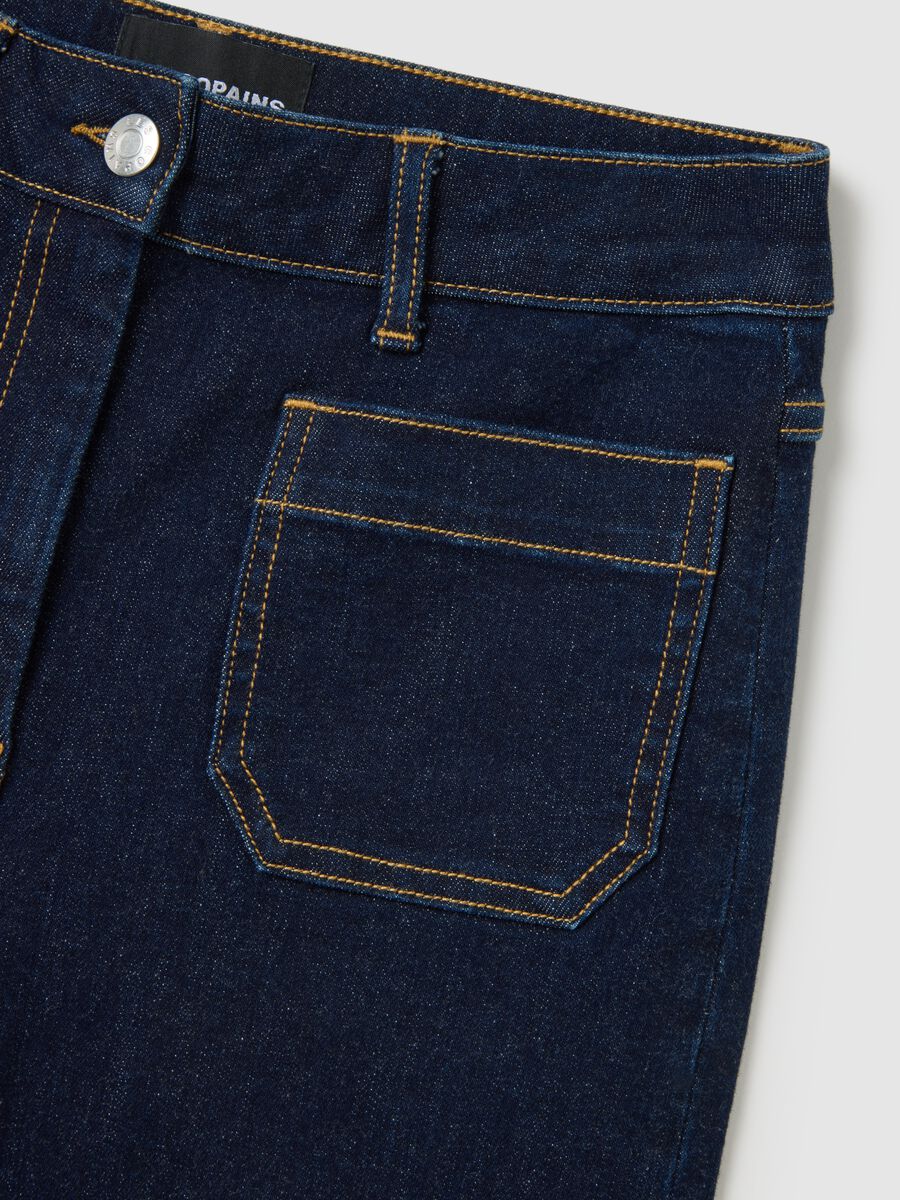 Blue Wide Leg Denim Trousers_5