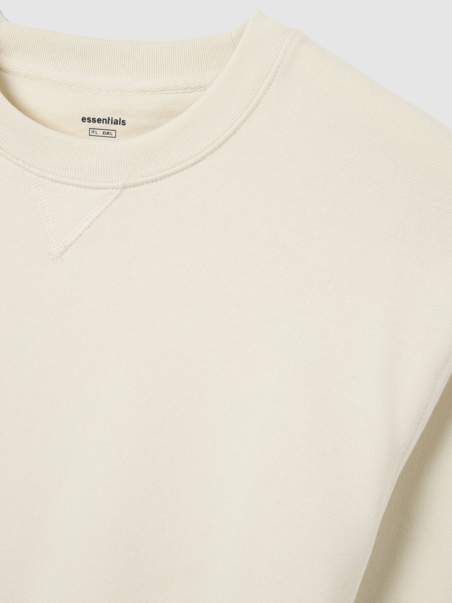 Regular fit beige pure cotton sweatshirt_5