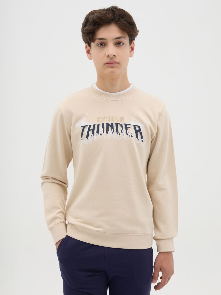 Round neck sweatshirt with print_0