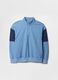 Blue cotton sweatshirt with half zip_4