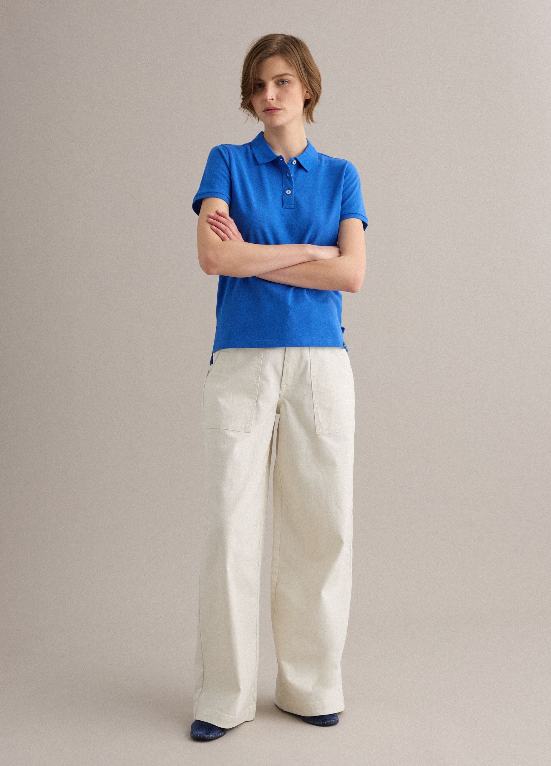 Blue organic cotton polo shirt, regular fit
