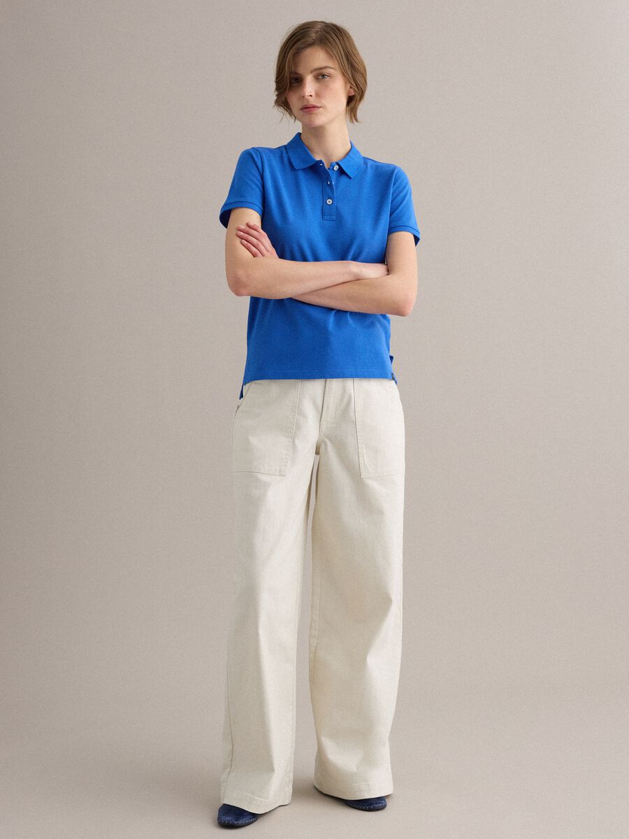 Polo in puro cotone biologico blu regular fit_2