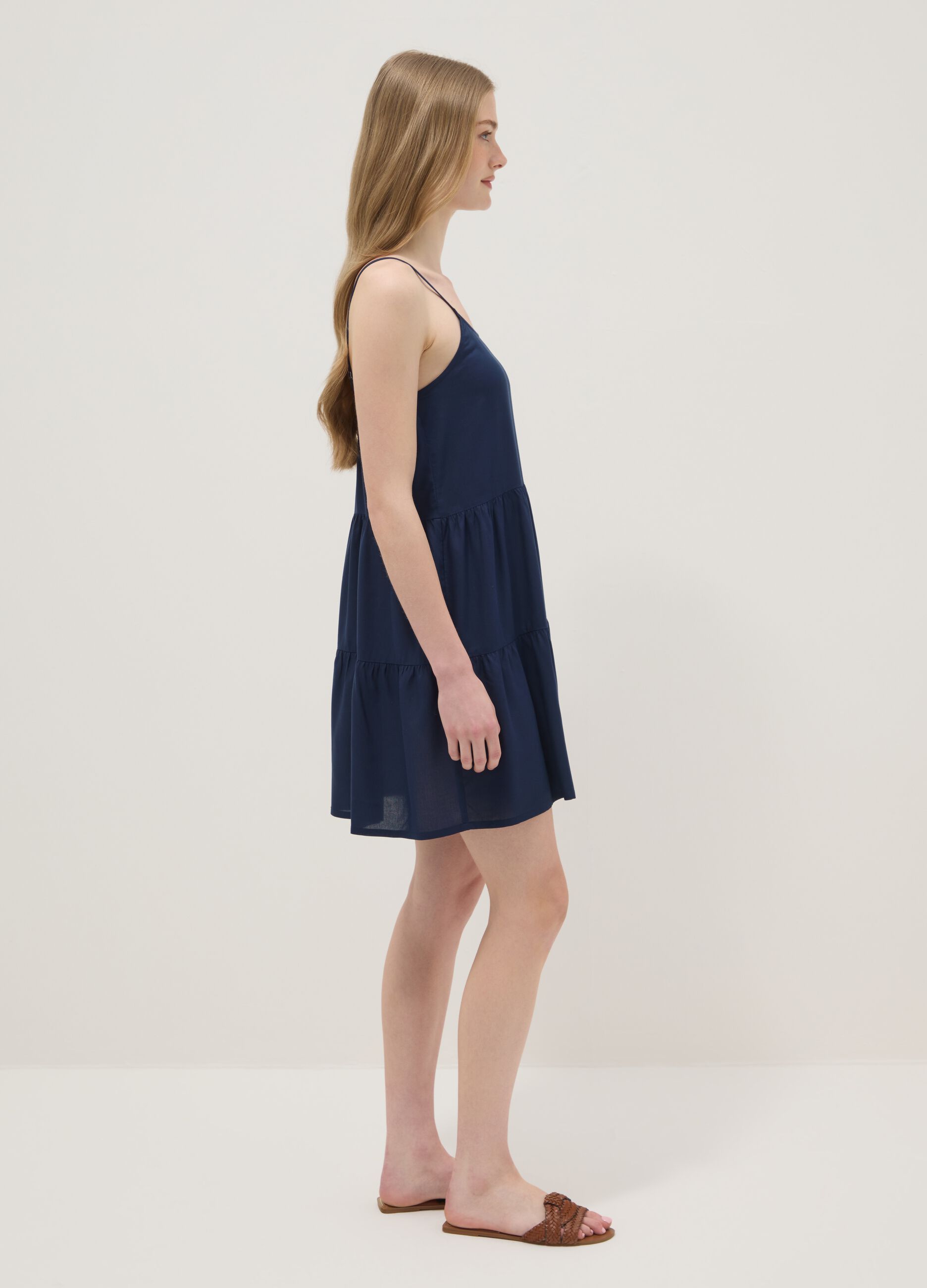 Blue dress in pure viscose