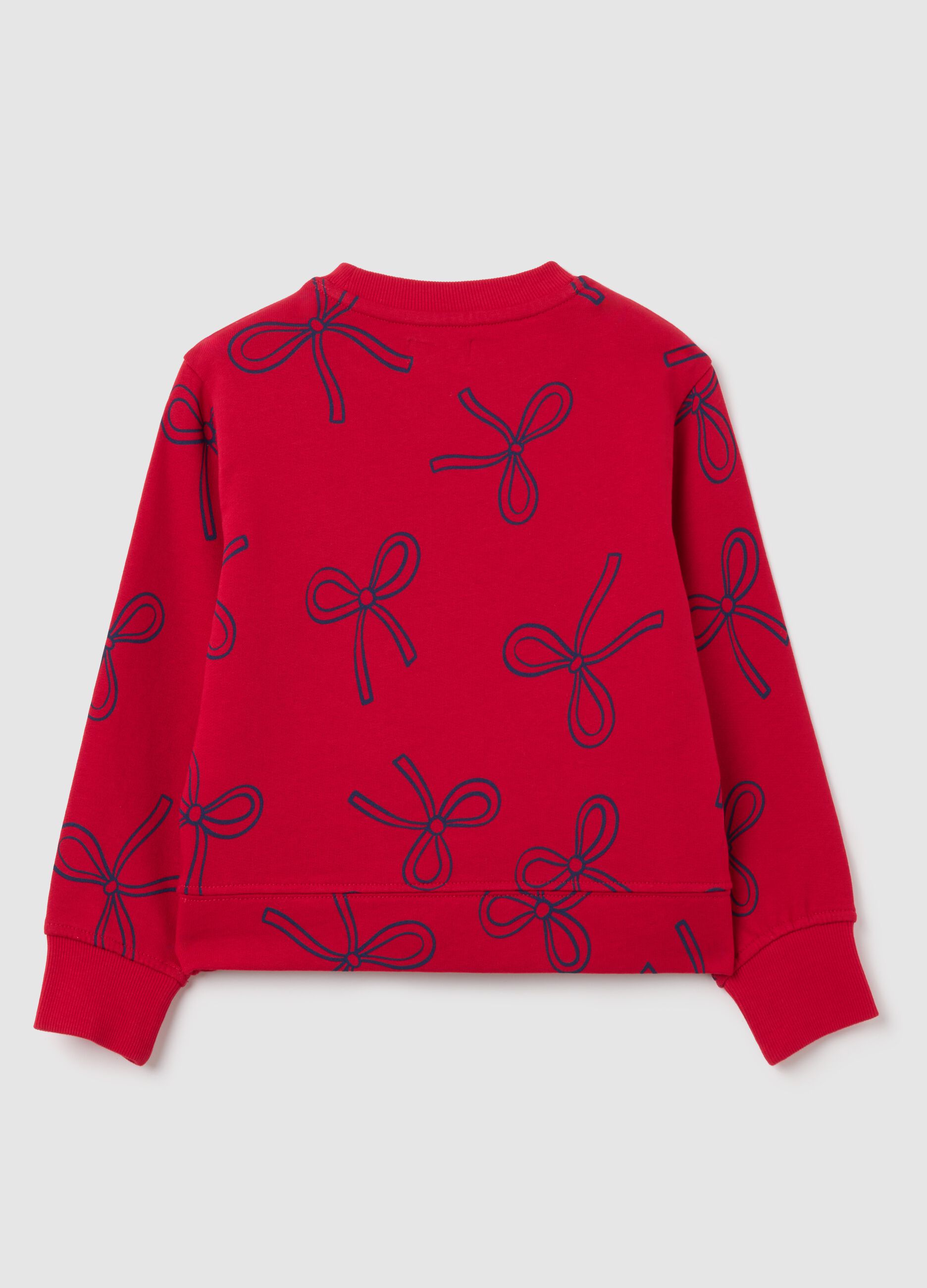 Girls' red pure cotton sweatshirt regular fit