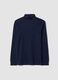 T-shirt blu in puro cotone con dolcevita_0