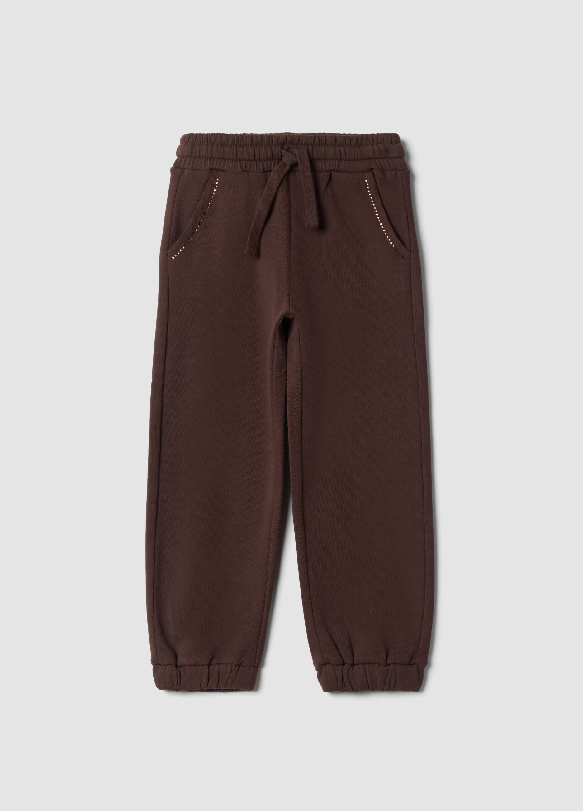 Brown pure cotton jogger trousers