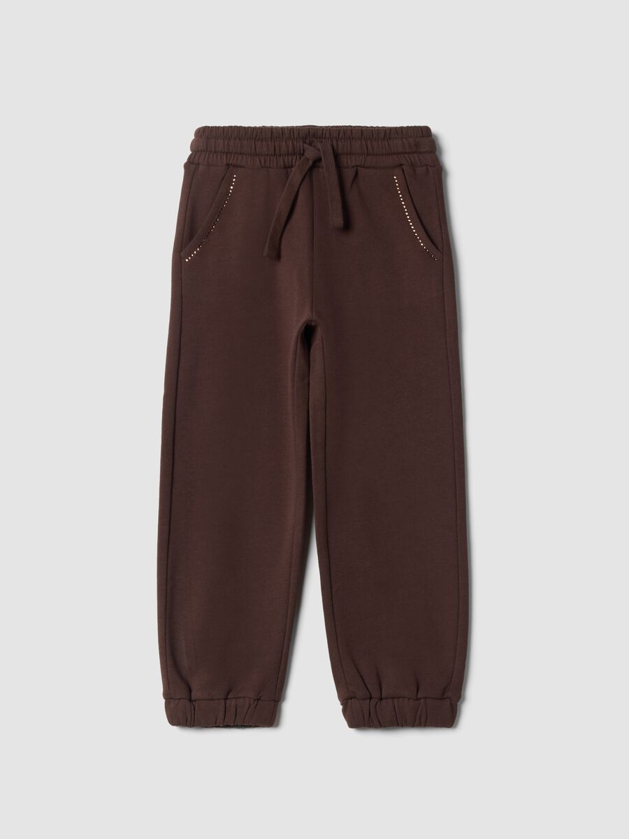 Pantaloni jogger marroni in puro cotone_0
