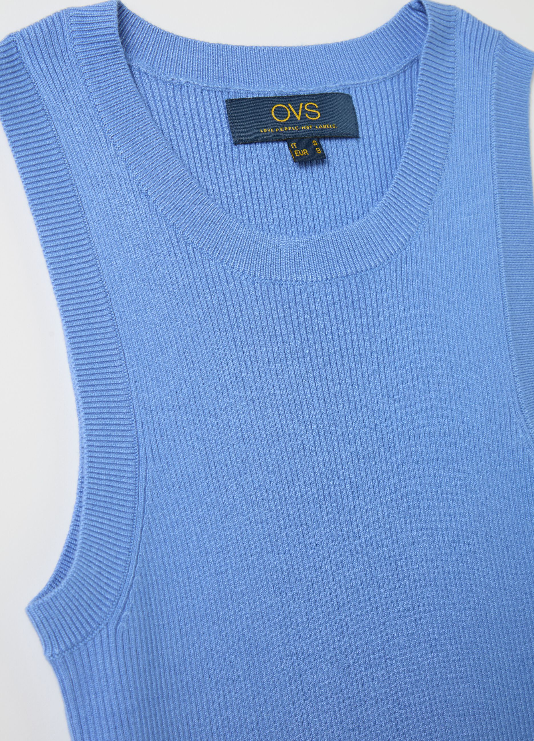 Ribbed tank top with halter neck