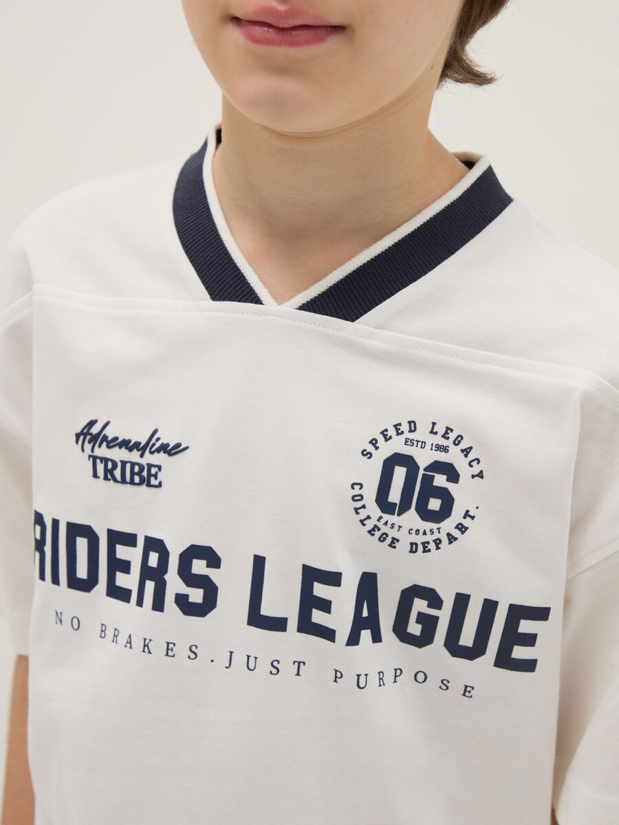 Boys' Oversize Fit Pure Cotton White Sports T-Shirt_2