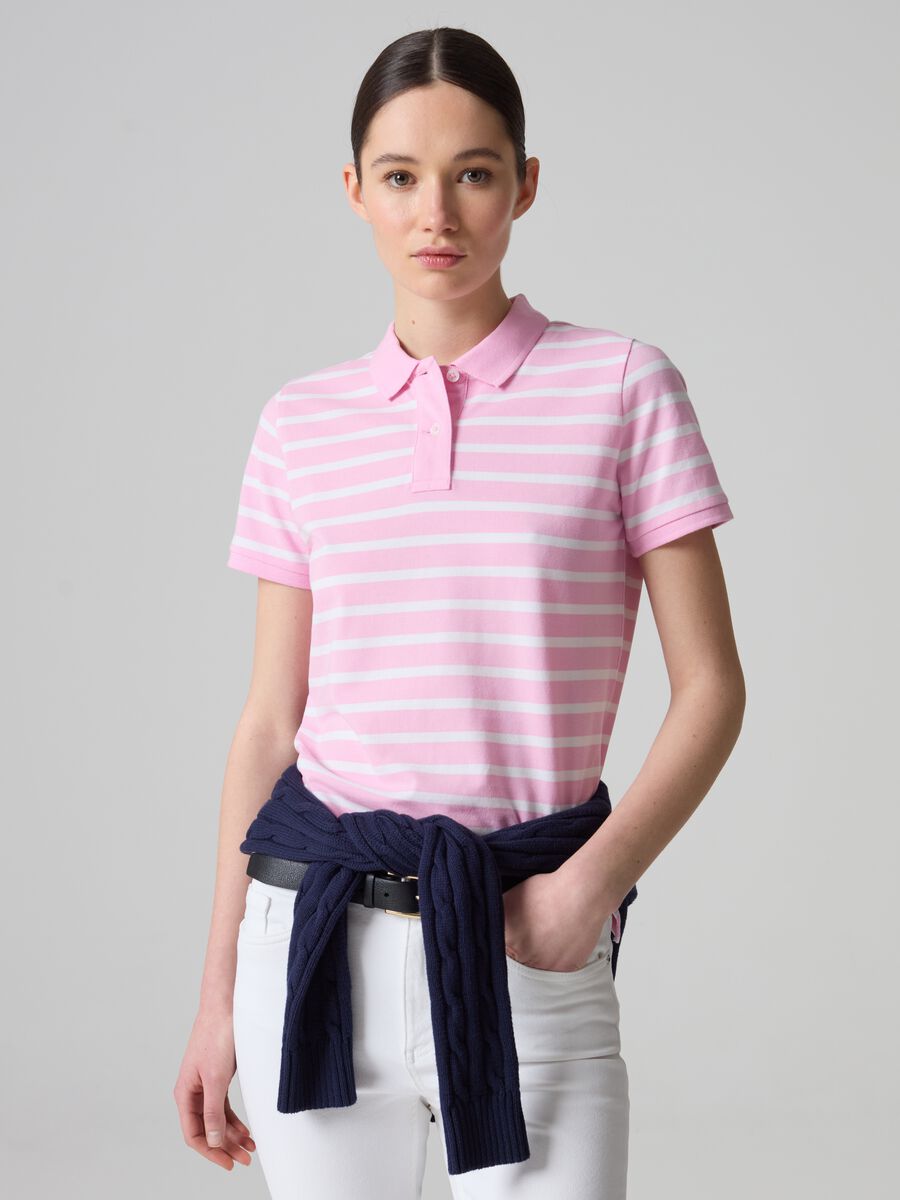 Organic cotton piquet polo shirt with stripes_0