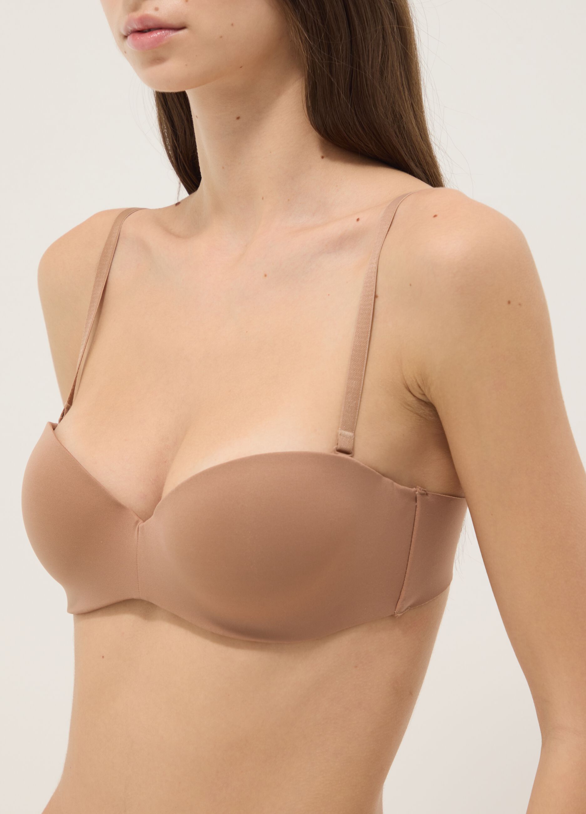 Reggiseno balconette beige con imbottitura removibile