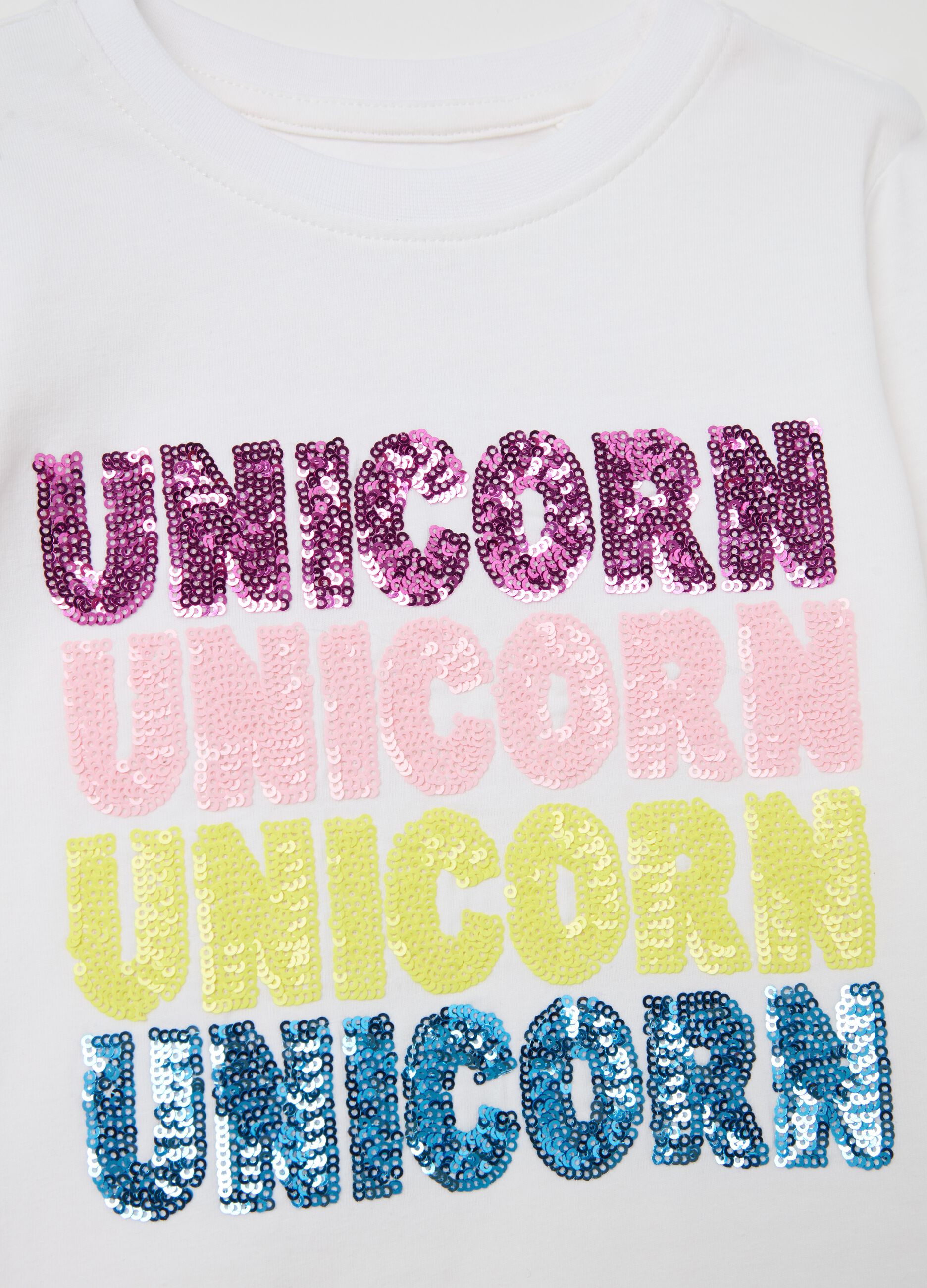 Long-sleeved T-shirt with sequinned "Unicorn" lettering