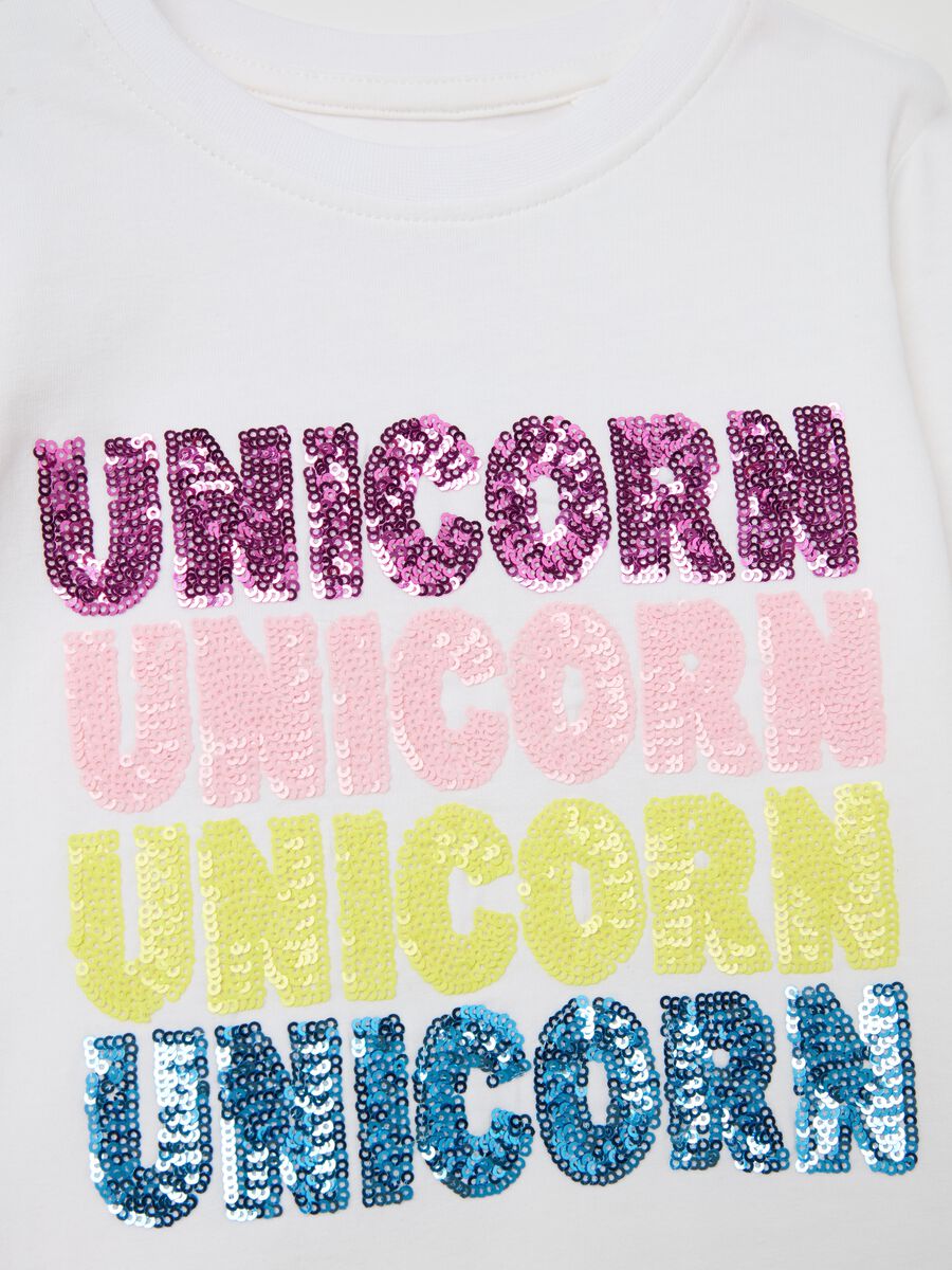 Long-sleeved T-shirt with sequinned "Unicorn" lettering_3