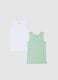 Pack of two multicoloured pure cotton boys' tank tops, regular fit_0