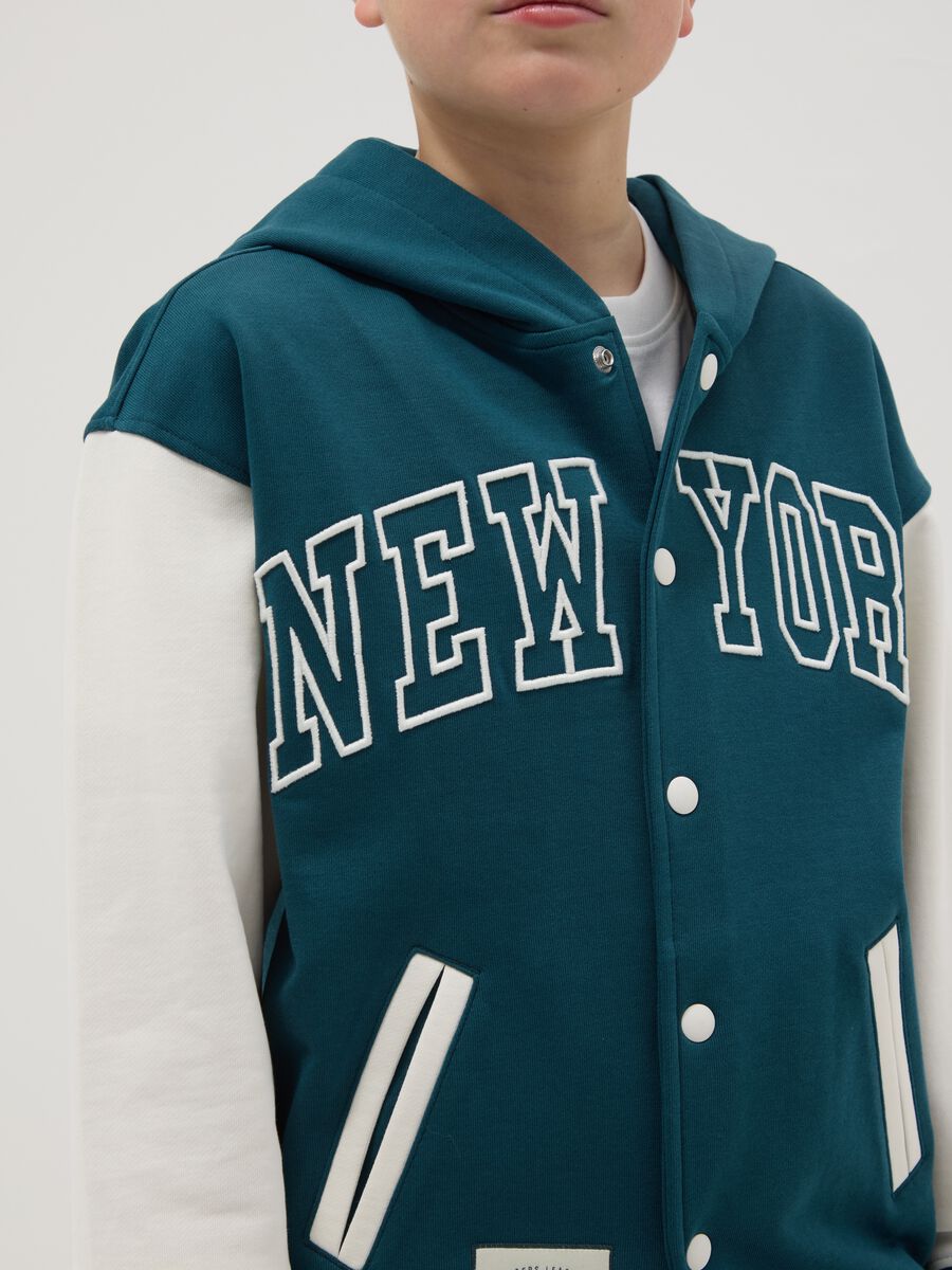 Felpa in puro cotone multicolor da ragazzo relaxed fit con cappuccio_1