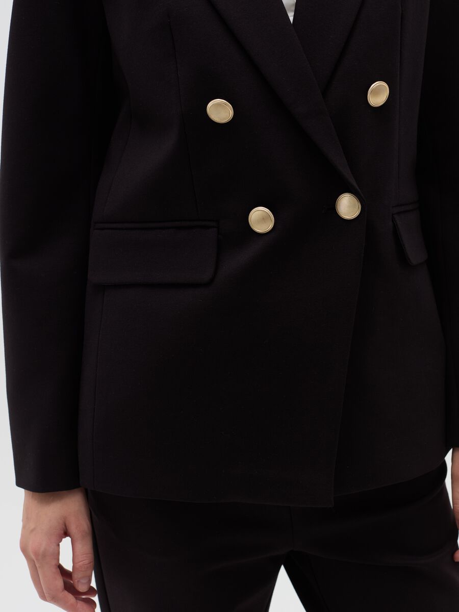 Blazer doppiopetto con bottoni dorati_3