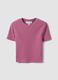 Pink ribbed fitted stretch cotton T-shirt_0