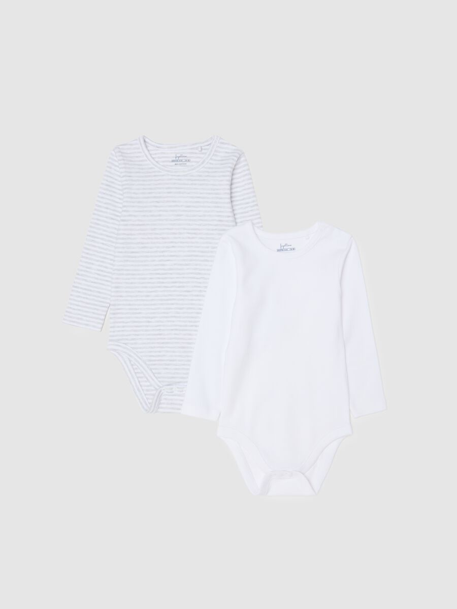 Newborn pure cotton multicolour long-sleeve body twin pack_0