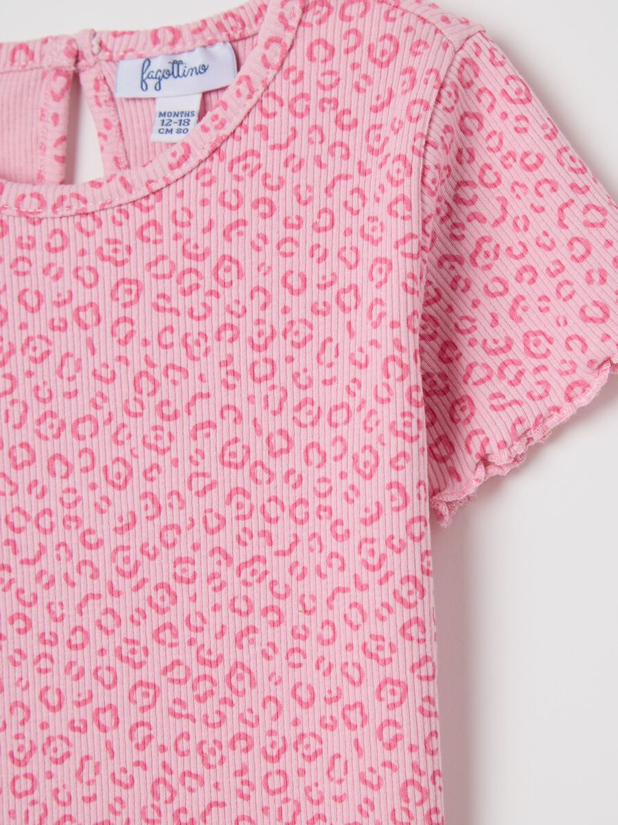 Pink ribbed T-shirt with animal print_2