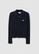 Navy viscose-blend fitted cardigan with polo collar_4