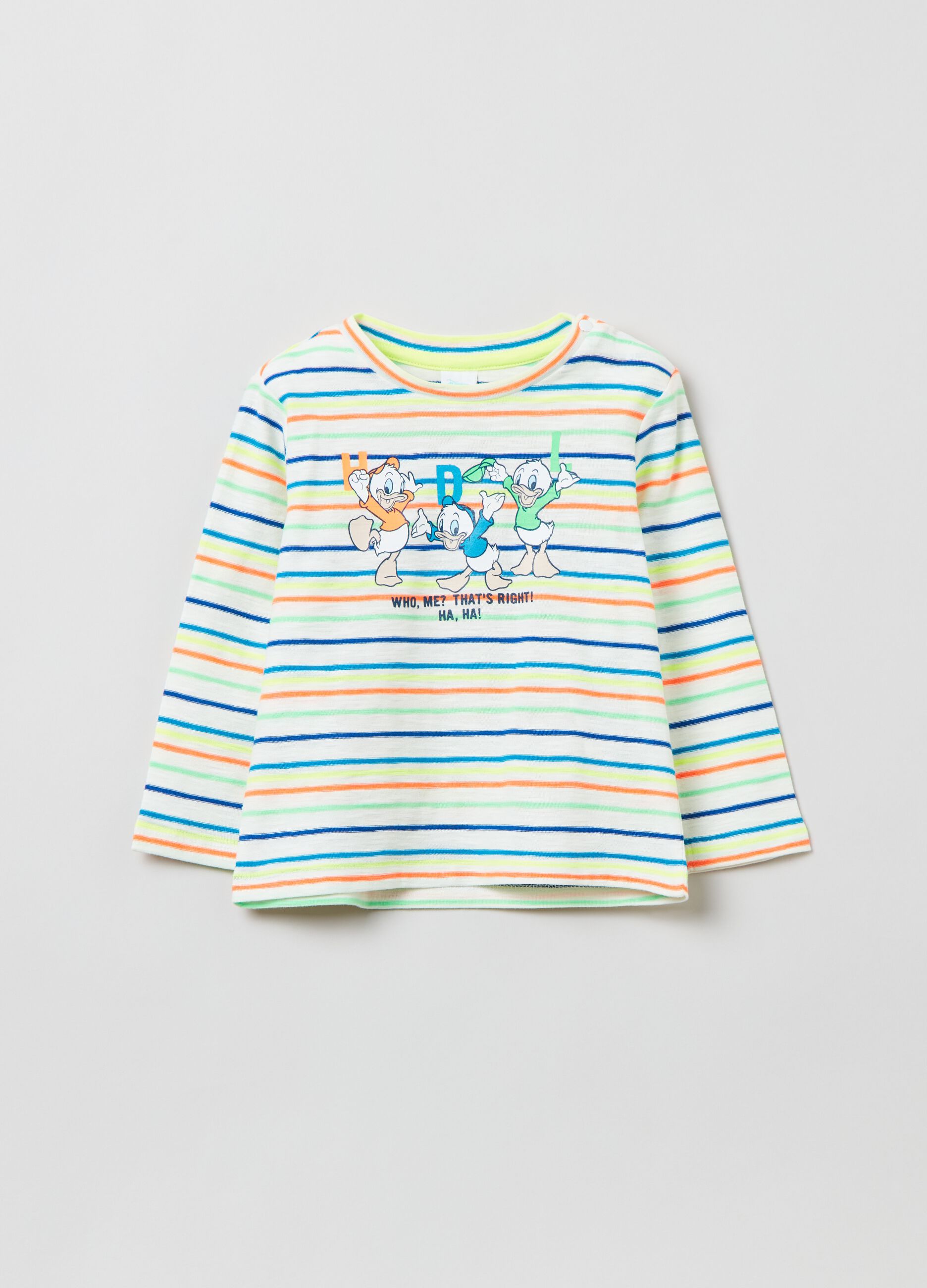 Striped T-shirt with Disney Baby Huey, Dewey, and Louie print