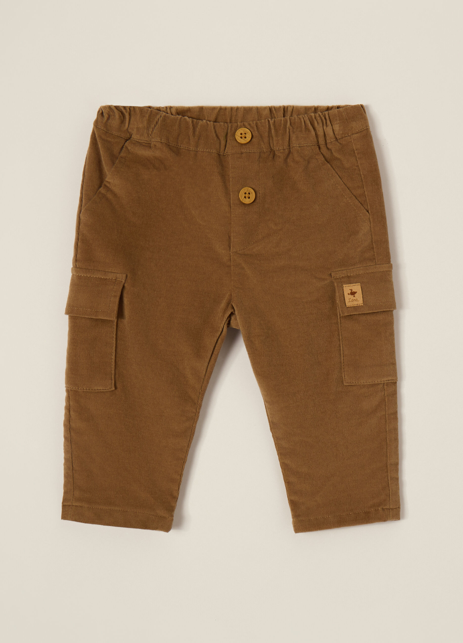 Pantaloni marroni elasticizzati in velluto a coste