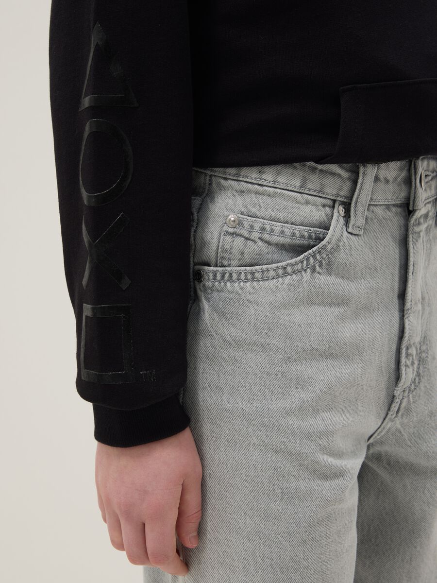 Jeans skater in puro cotone grigio da ragazzo_2