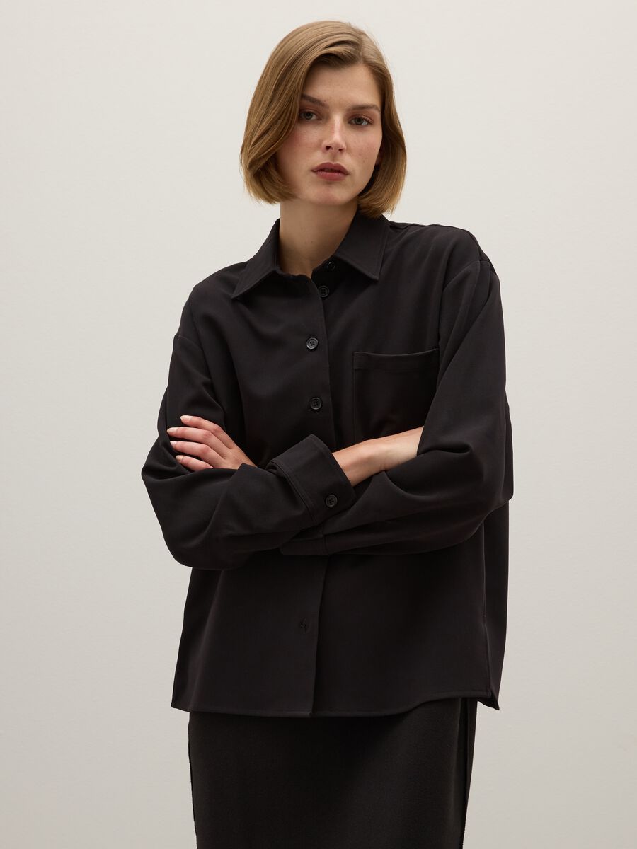 Black long-sleeve regular fit shirt_0