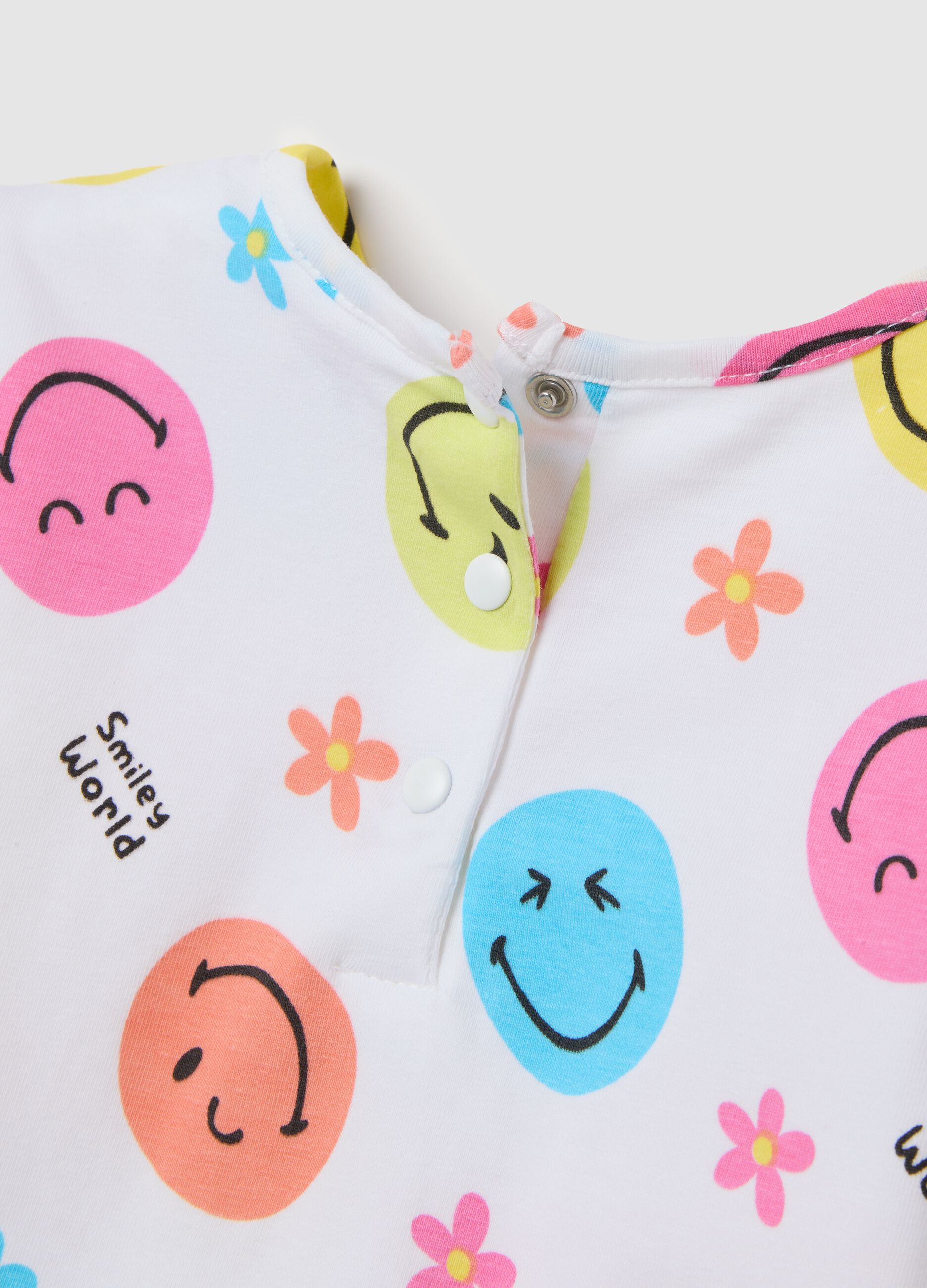 Smiley jogging set for baby girl with multicolour print