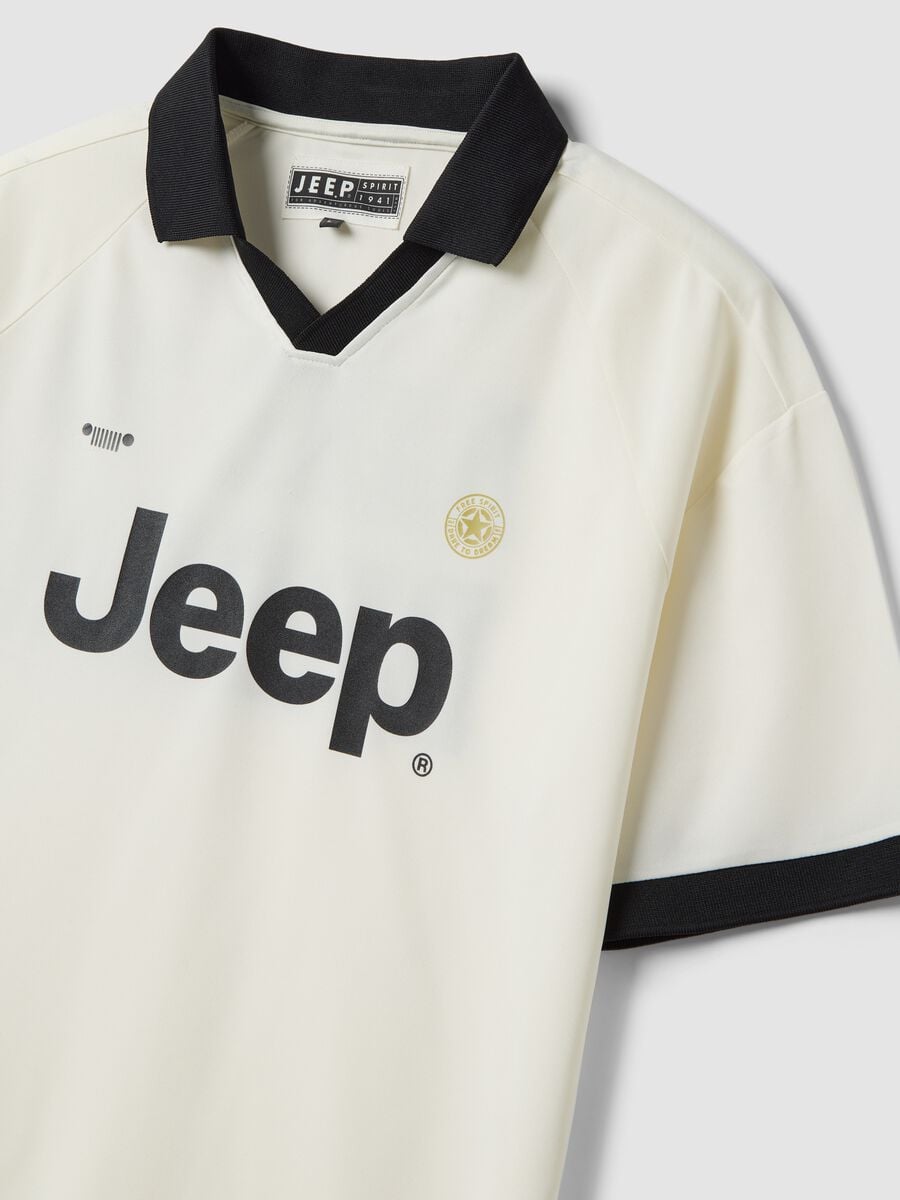 T-shirt bianca regular fit con colletto a contrasto e scritta Jeep regular fit_1