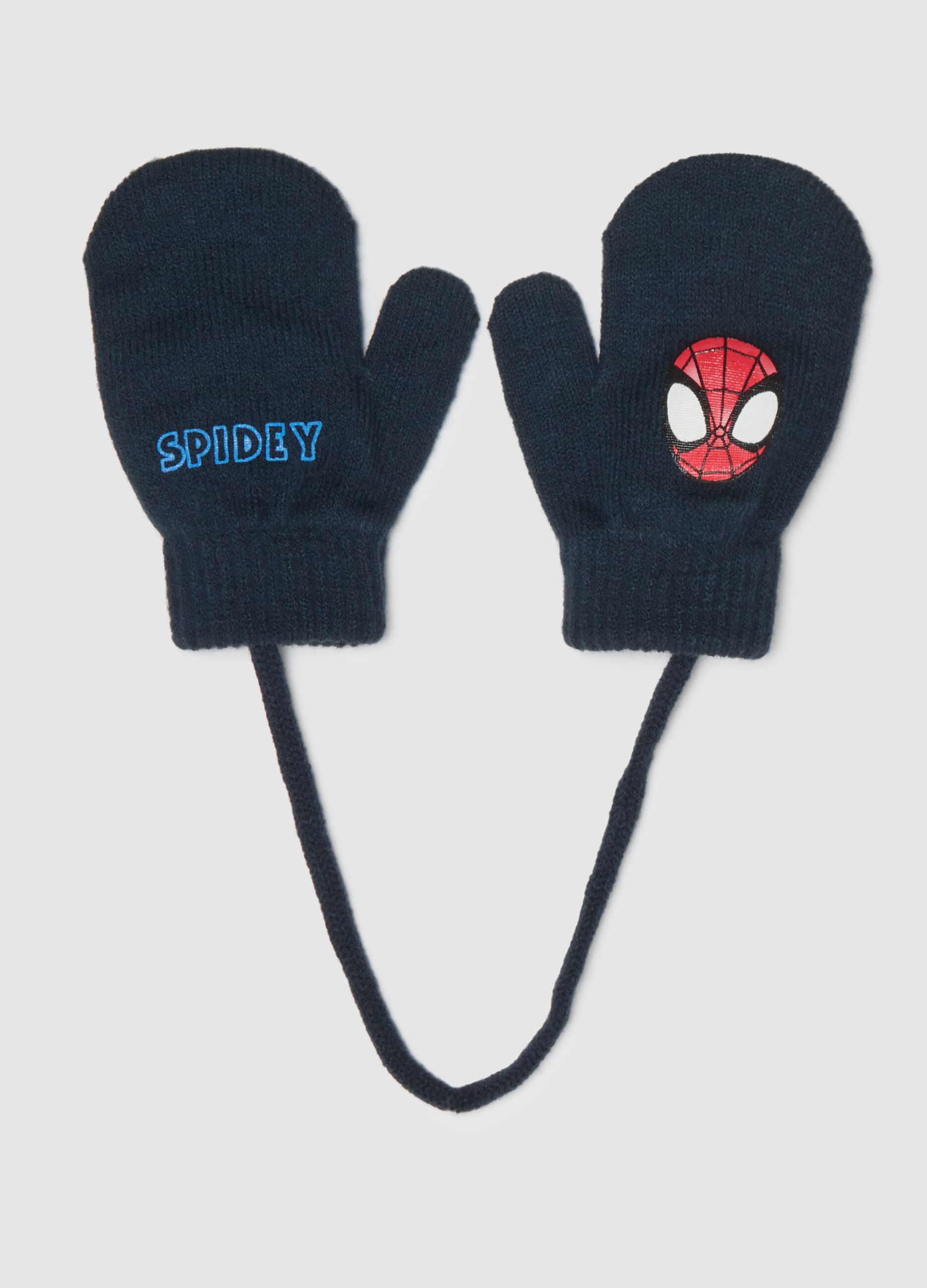 Children's Blue Gloves with Spidey Print