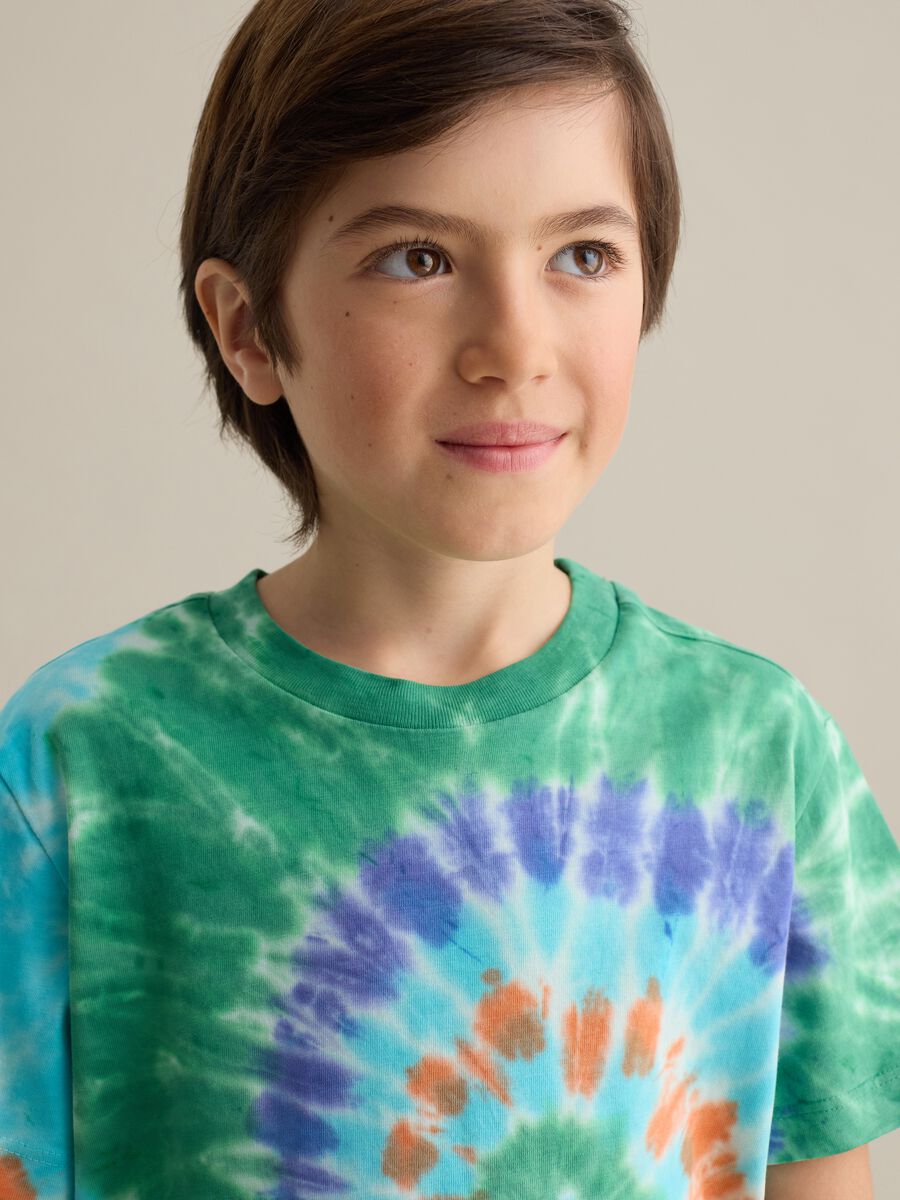 Tie-dye cotton T-shirt with round neck_1