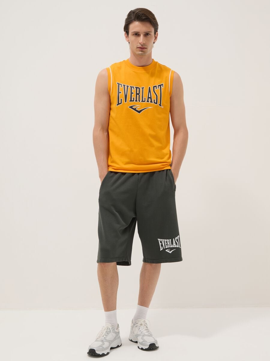 Orange sleeveless vest in pure cotton with Everlast logo_1