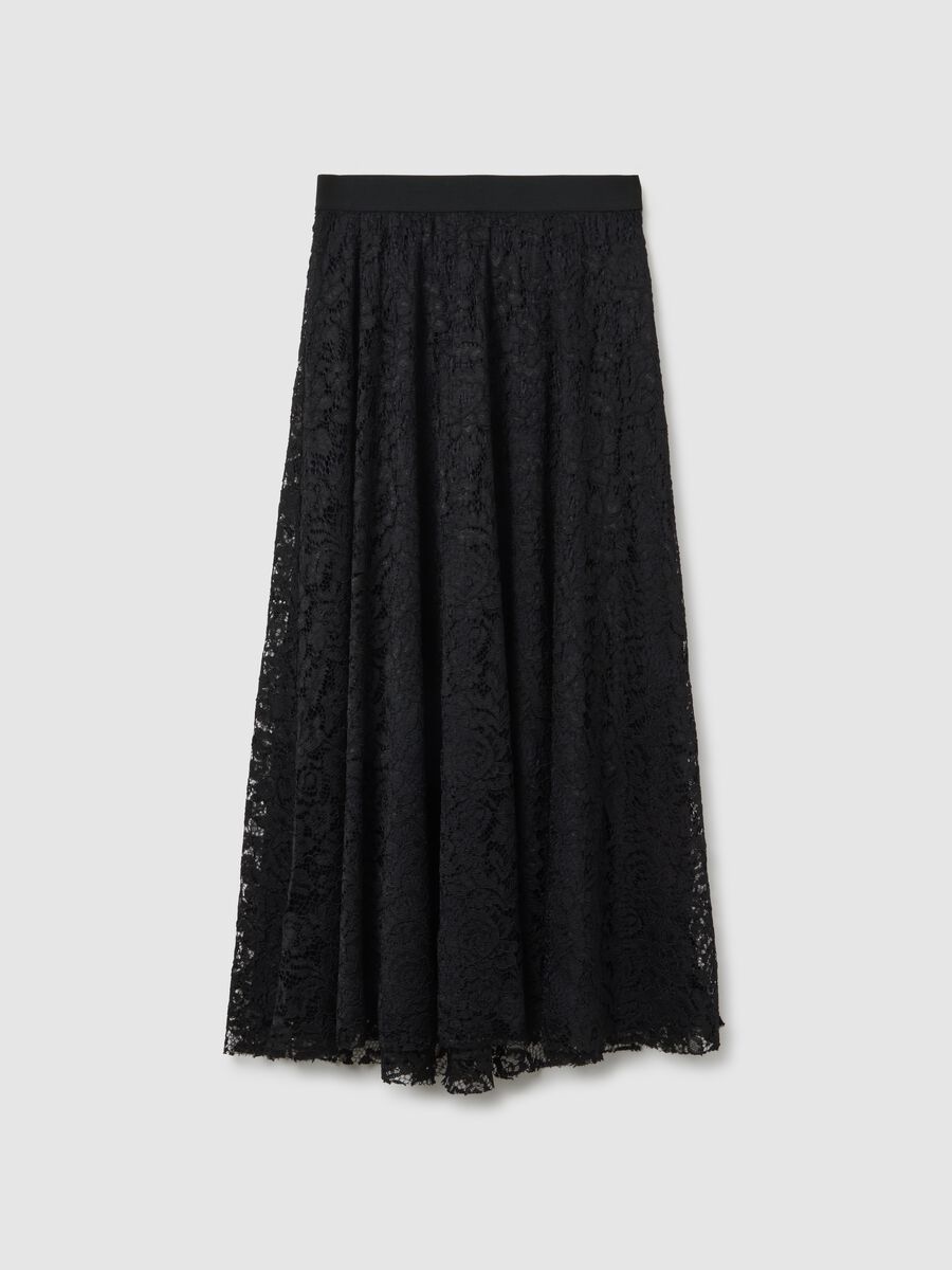 Long Black Skirt in Sheer Lace_5