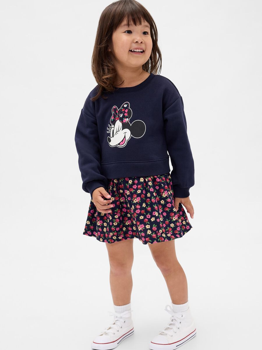 Blue dress with Minnie print and floral skirt_0