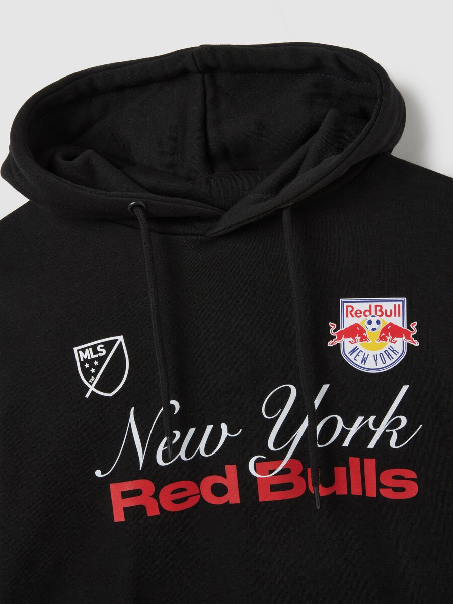 Black cotton blend hoodie with New York Red Bulls logo_5