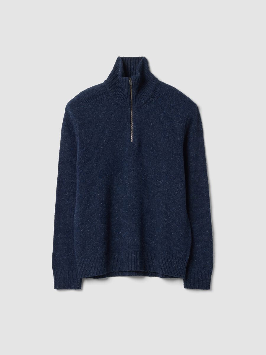 Blue half-zip cotton-wool blend jumper_0