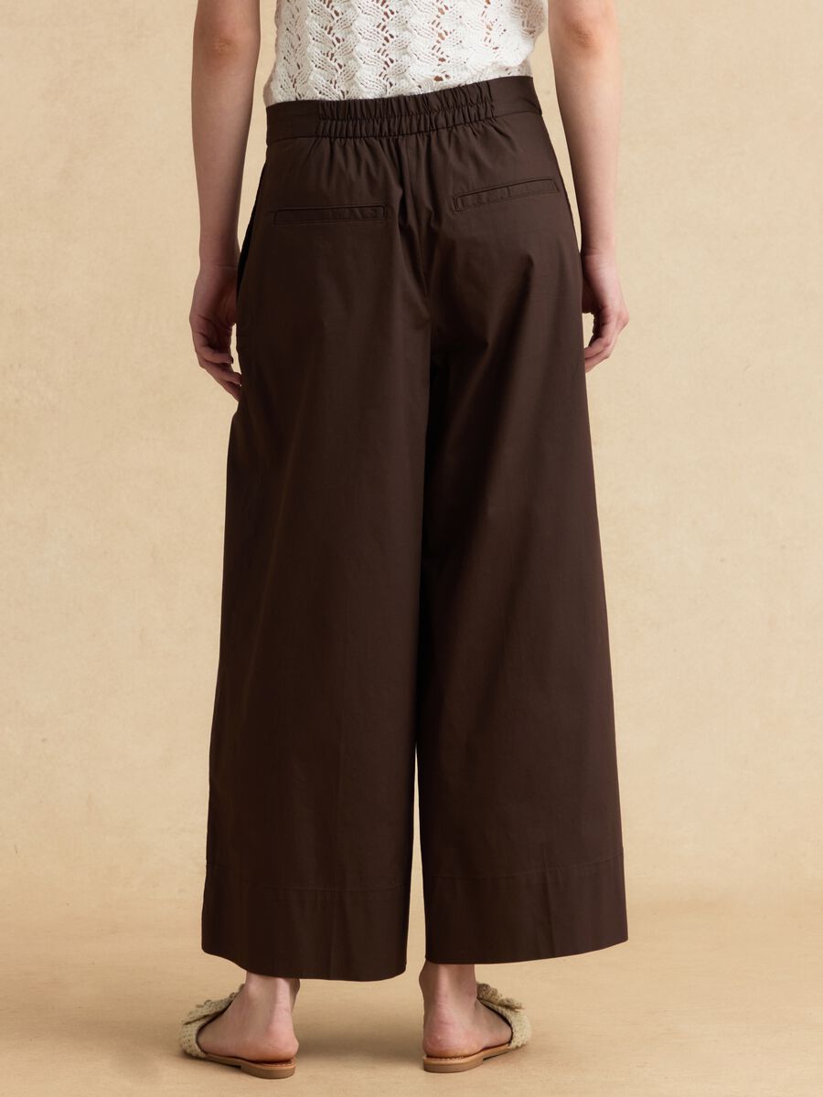 Brown stretch cotton culotte trousers_2
