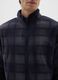 Blue High Neck Check Fleece Jacket with Zip_3
