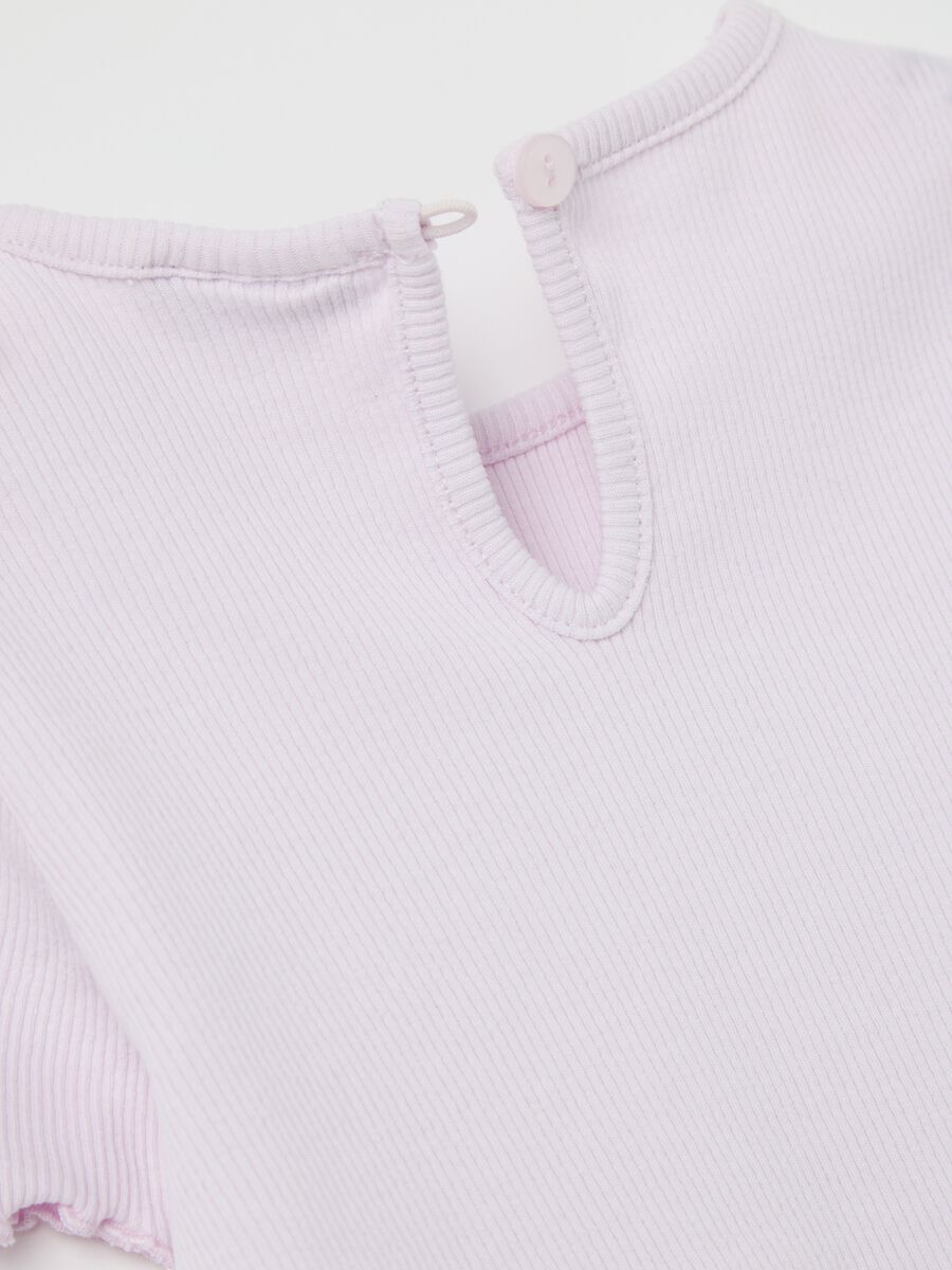 Purple ribbed T-shirt with glitter print_3