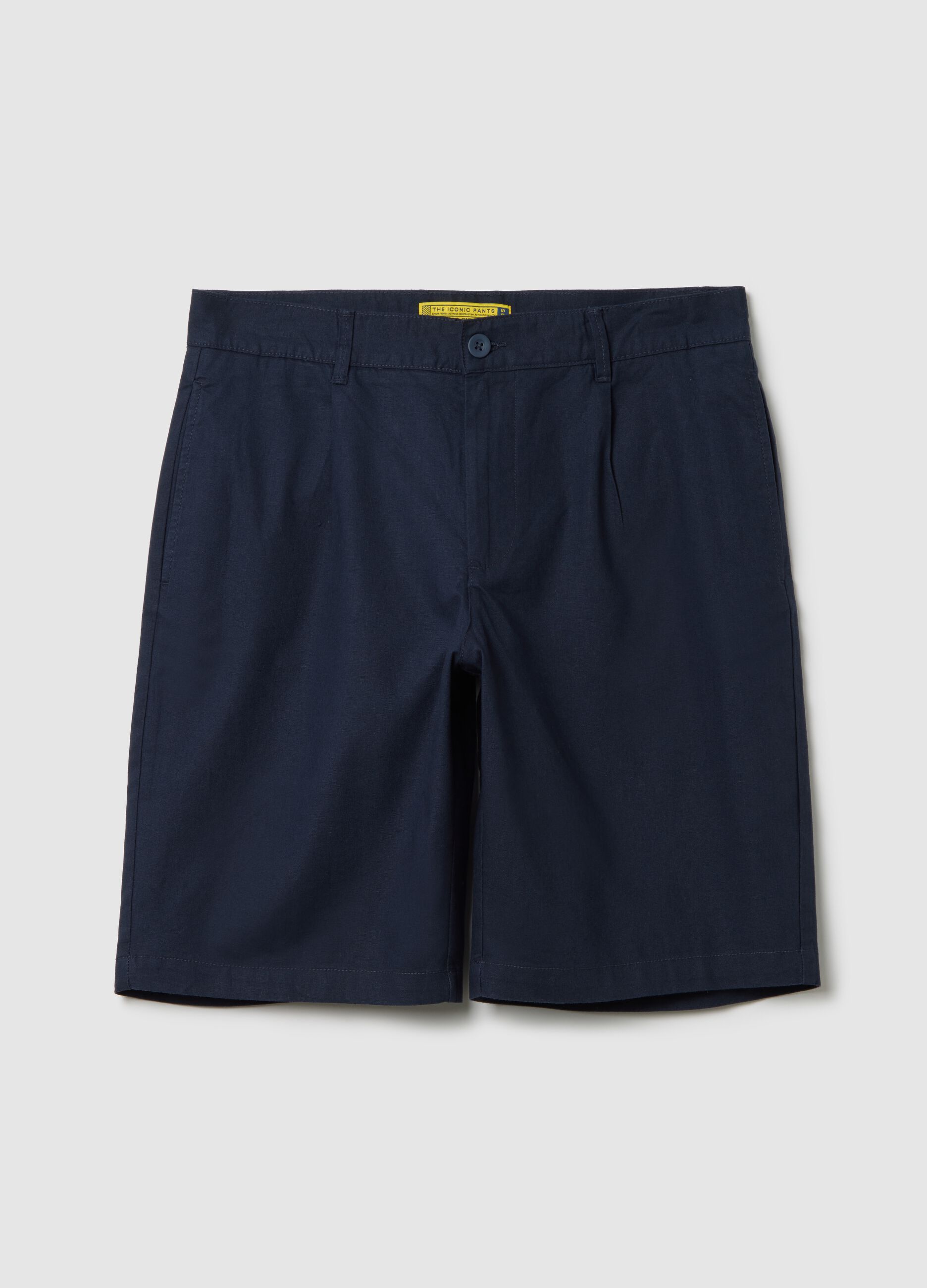 Men's regular fit blue cotton blend shorts