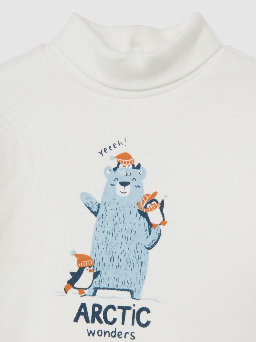 Maglia bianca da bimbo a collo alto in puro cotone regular fit_2