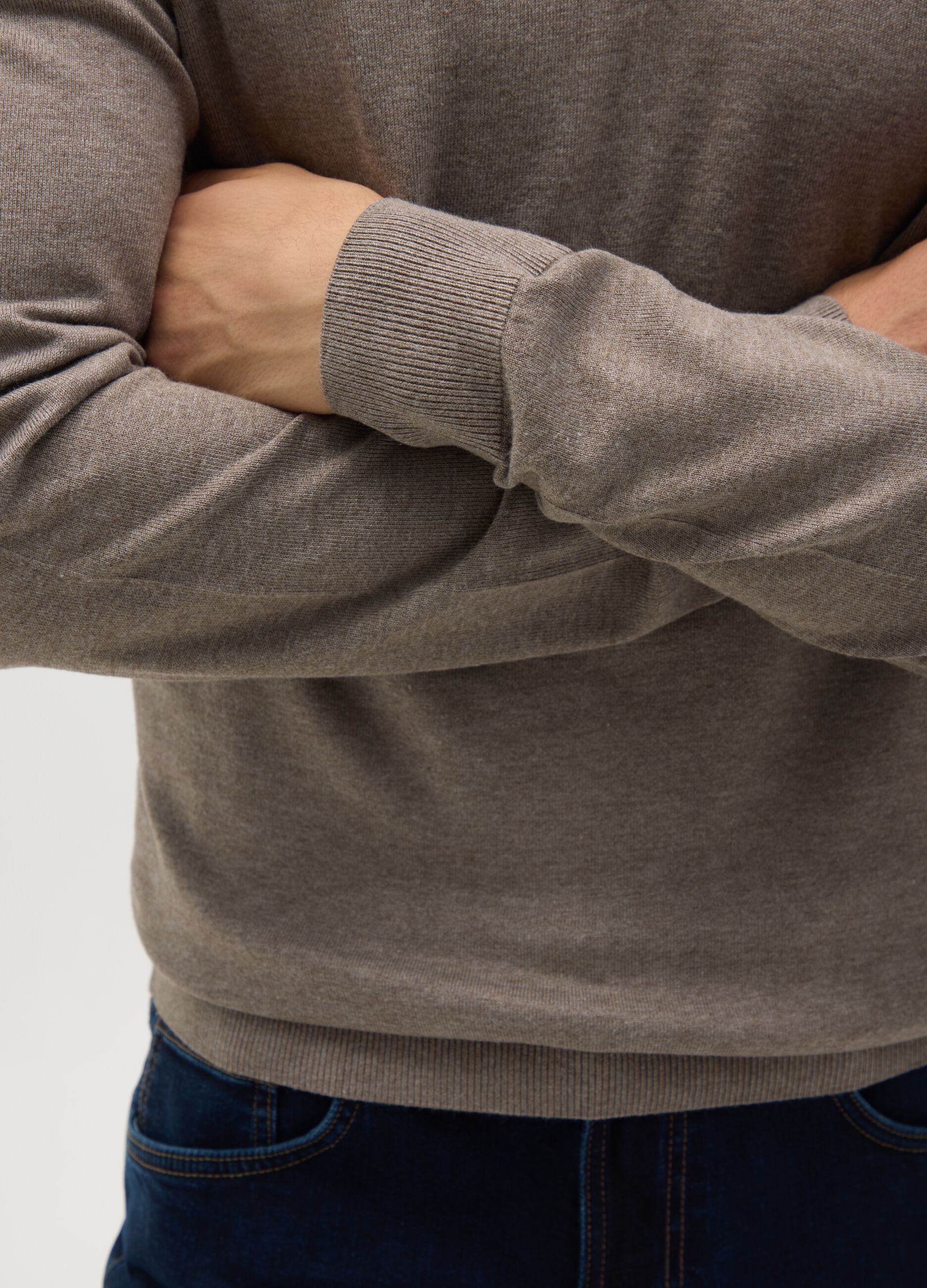 Beige mixed regular fit sweater