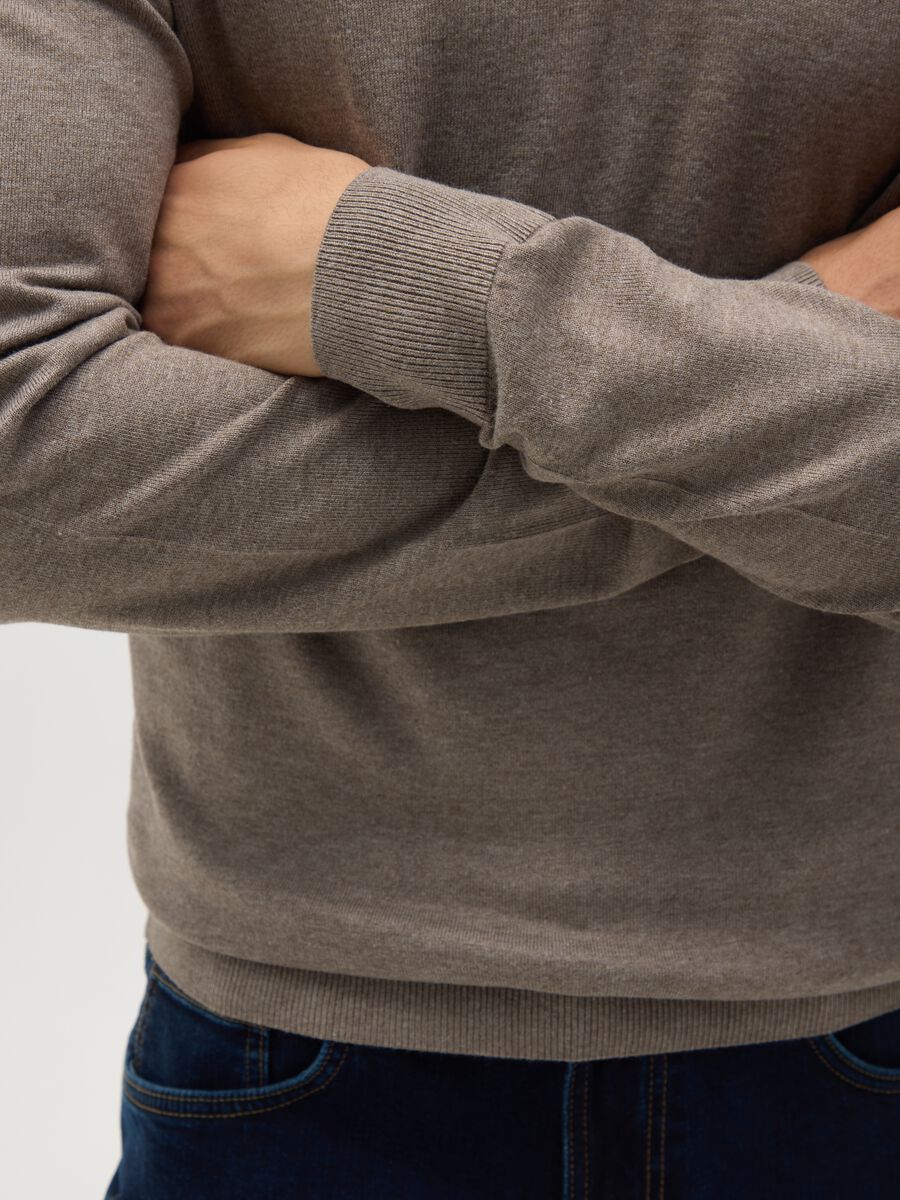 Beige mixed regular fit sweater_2