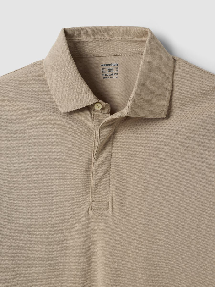 Polo grigia in cotone elasticizzato a maniche lunghe regular fit_1