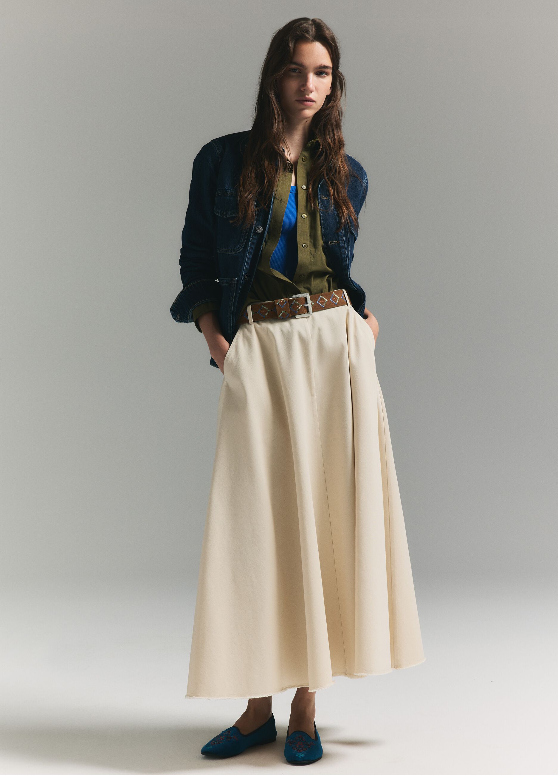 Beige pure cotton skirt