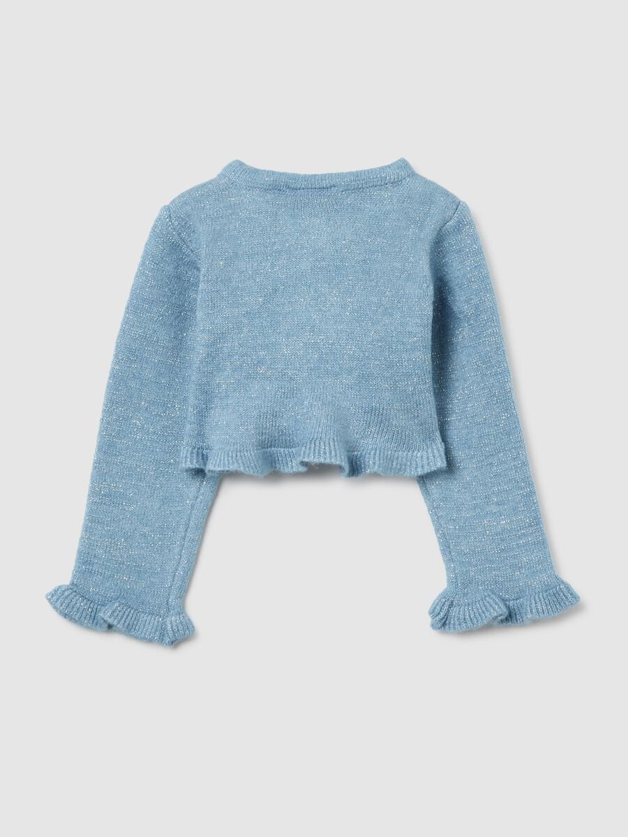 Blue baby girl cardigan with ruffle details_1