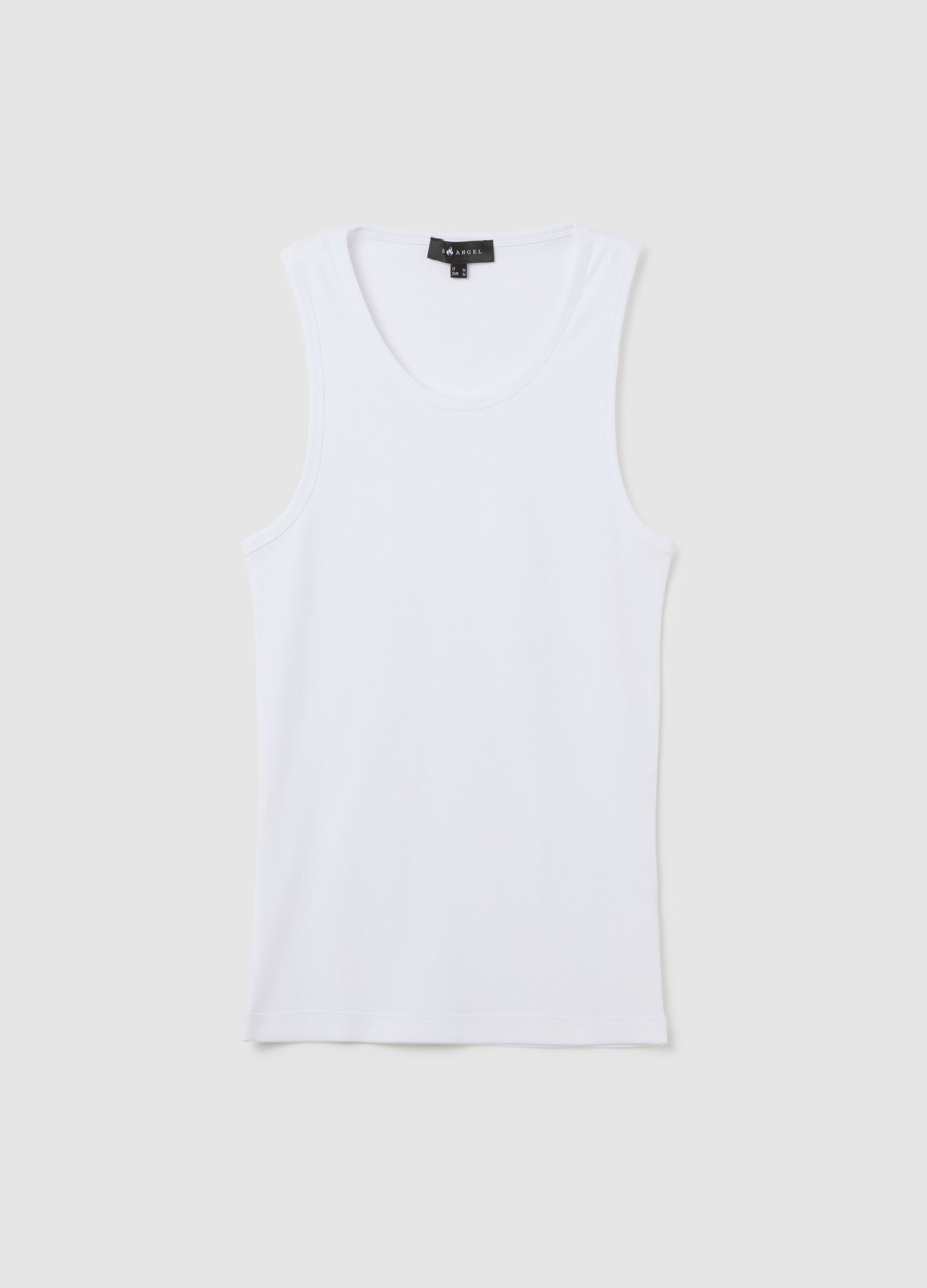 Men’s white fitted vest top in stretch cotton