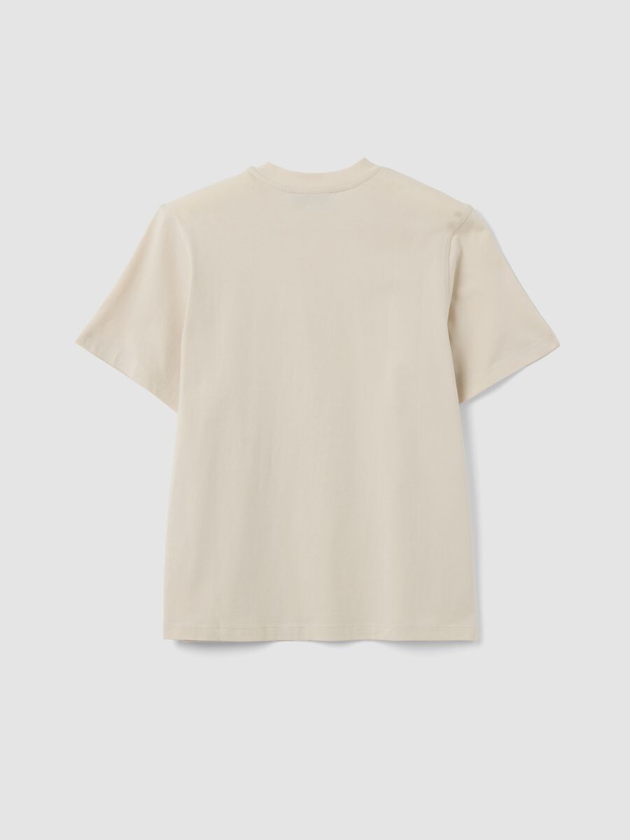 T-shirt beige relaxed fit in puro cotone con stampa teddy_5