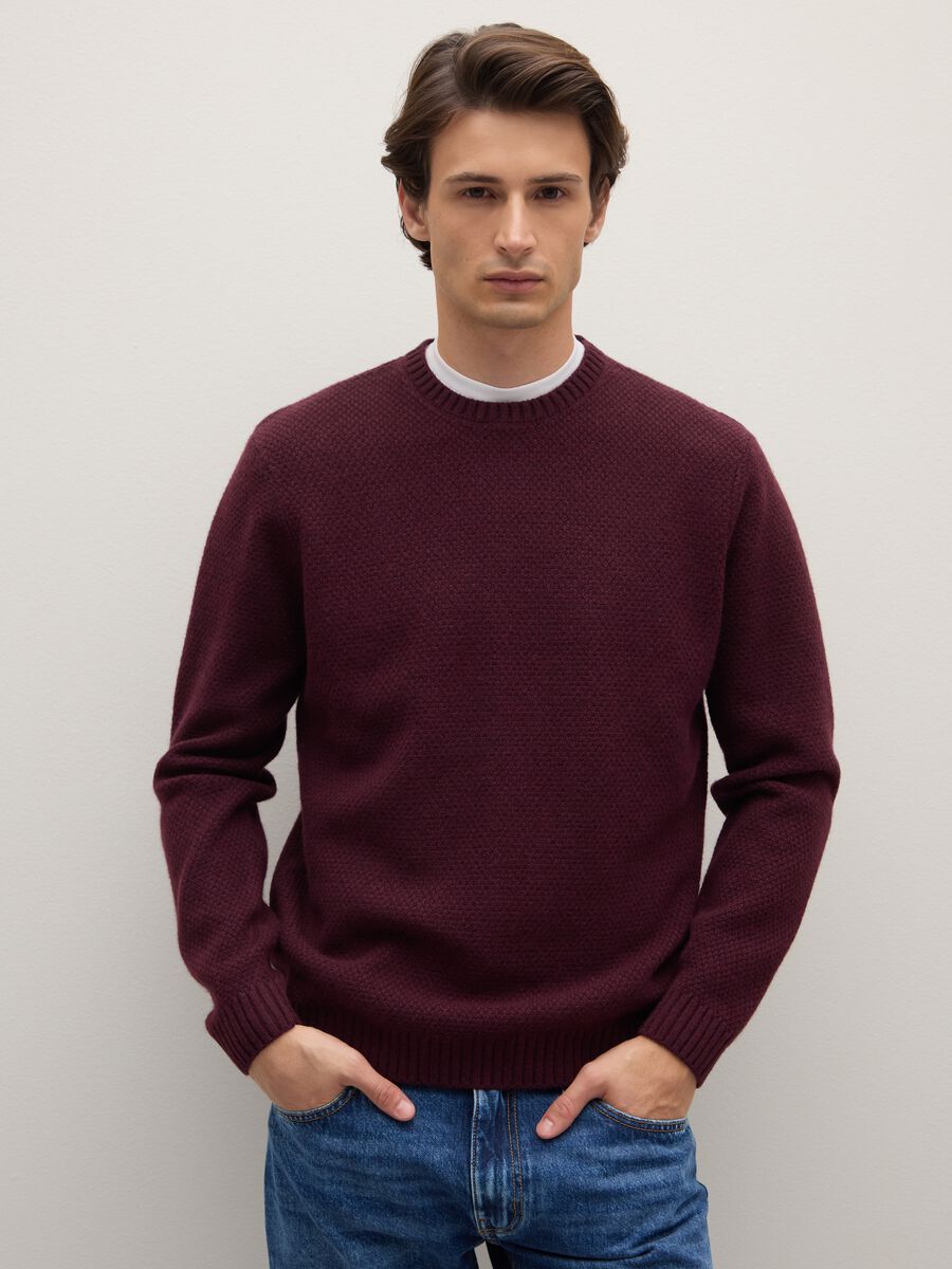 Red Regular Fit Pure Wool Sweater_0